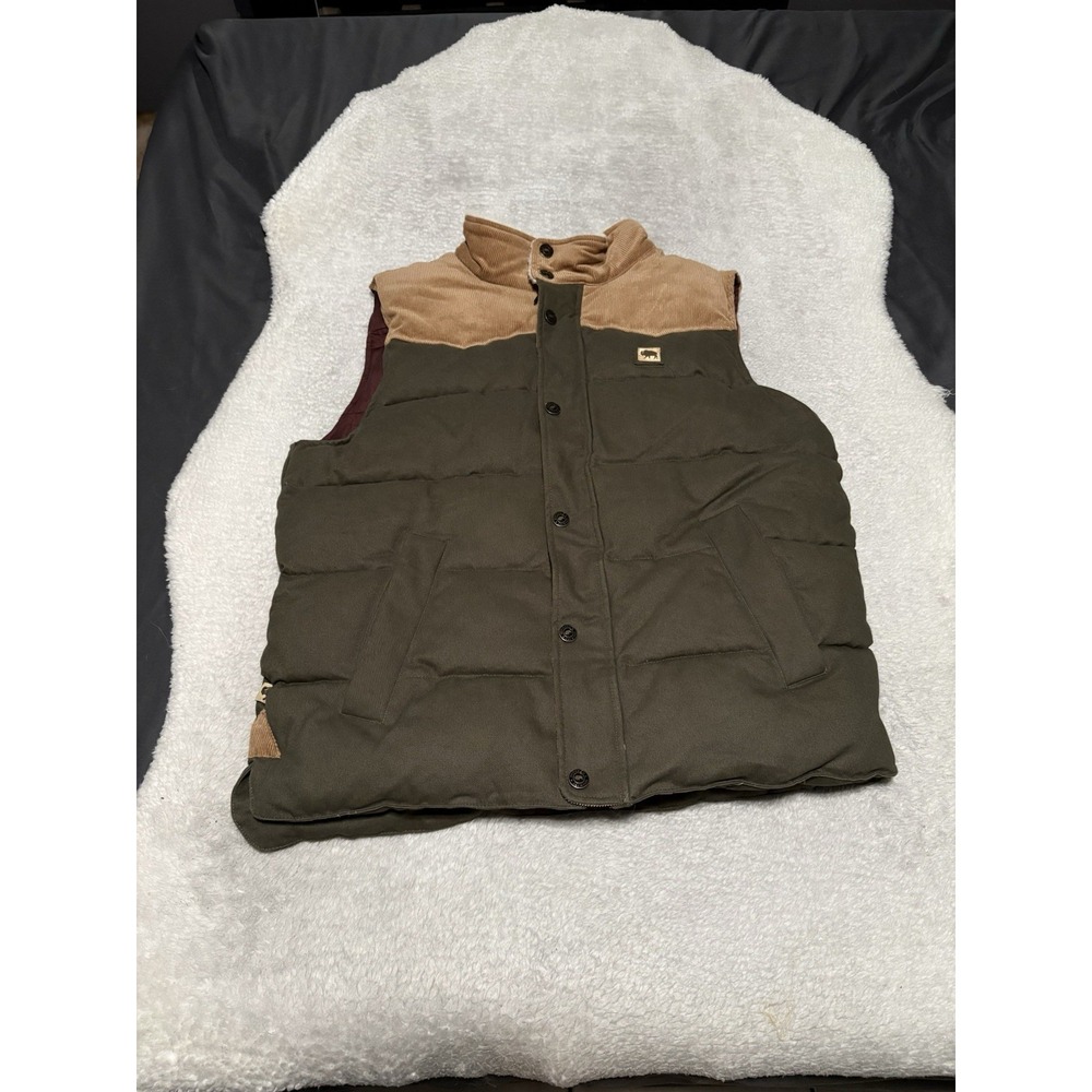 Buffalo Jackson Trading Company Outdoors Vest L Green Corduroy Puffer Vest